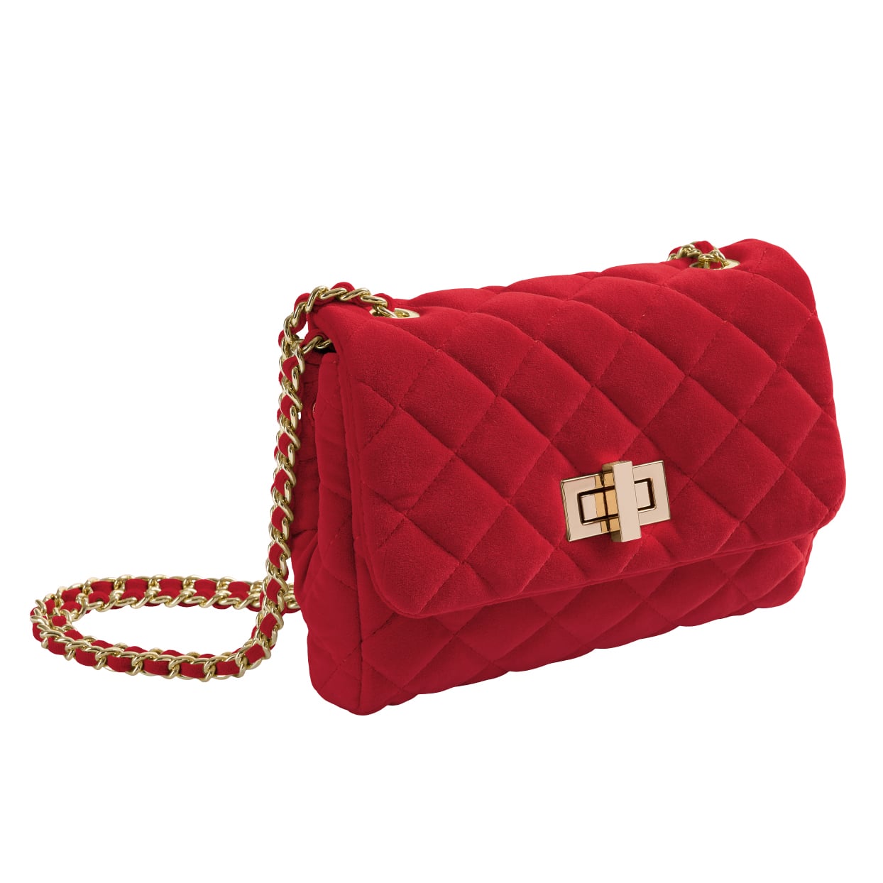 Medium velvet bag – Scarlet red