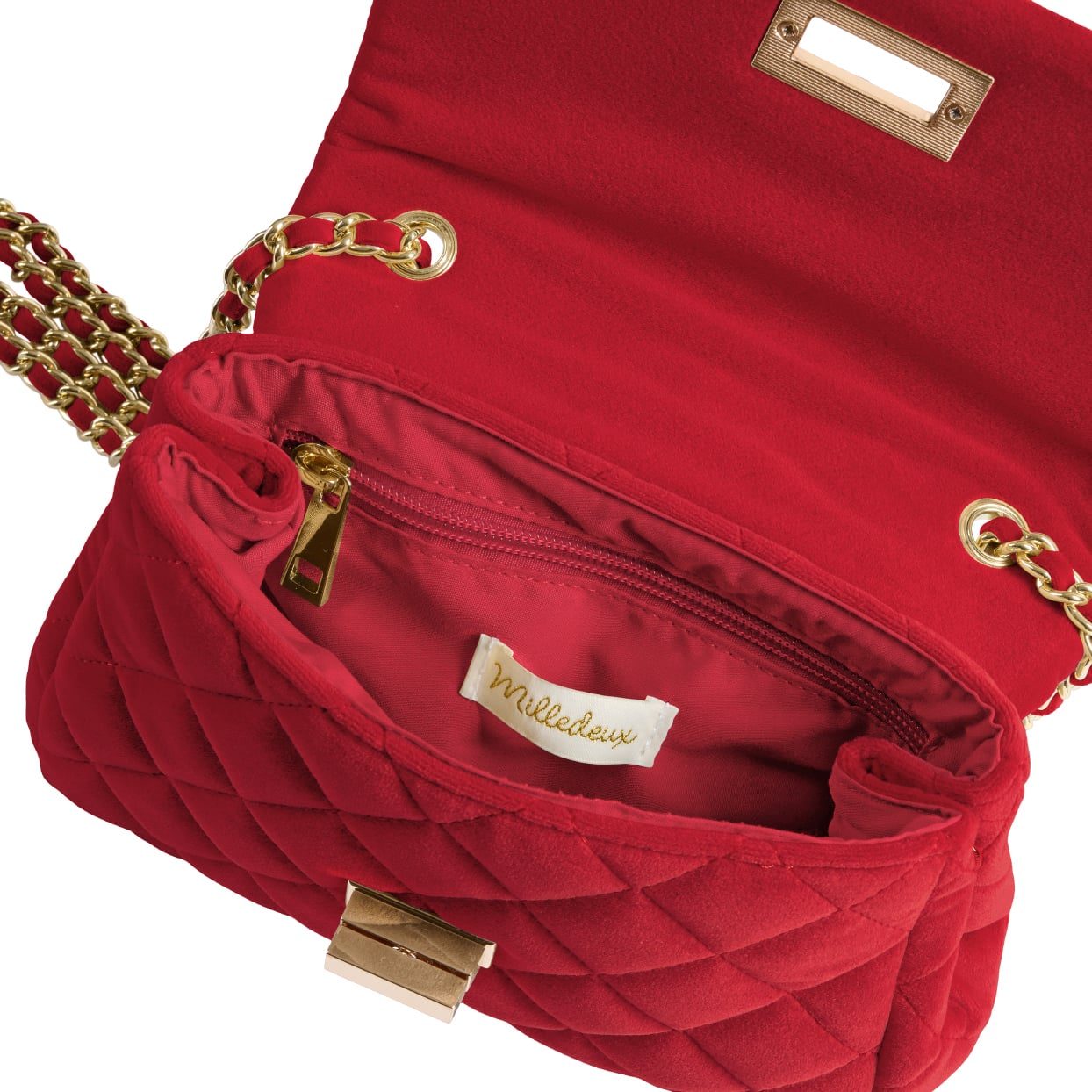 Medium velvet bag – Scarlet red